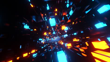 abstract 3d tunnel with glowing cubes. loop animation