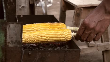 close up of sweetcorn on a barbecue