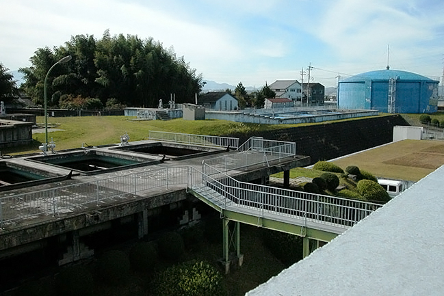 県のプランで廃止浄水場の一つに目される大和郡山市営昭和浄水場＝2019年11月7日、大和郡山市額田部北町