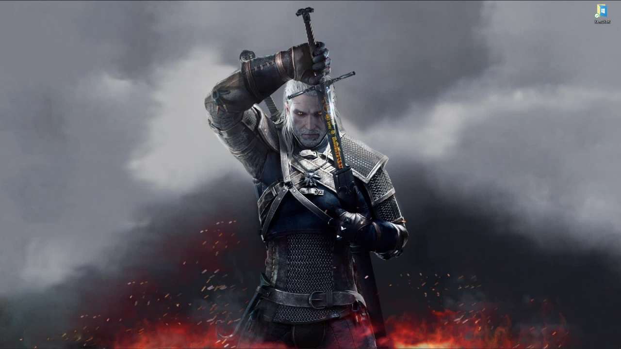 Video - Live wallpaper «Geralt in the Fog, on fire - The Witcher 3 game»
