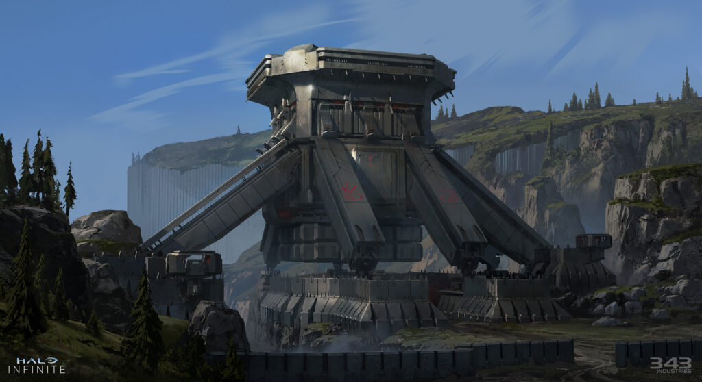 An imposing Banished structure that dominates the landscape around it.