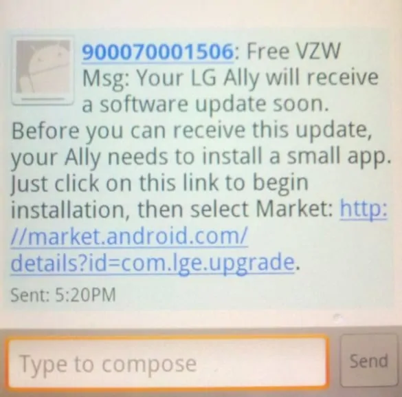 Featured image for LG Ally Gets Some Android 2.2.2 Loving, Via Market Update.