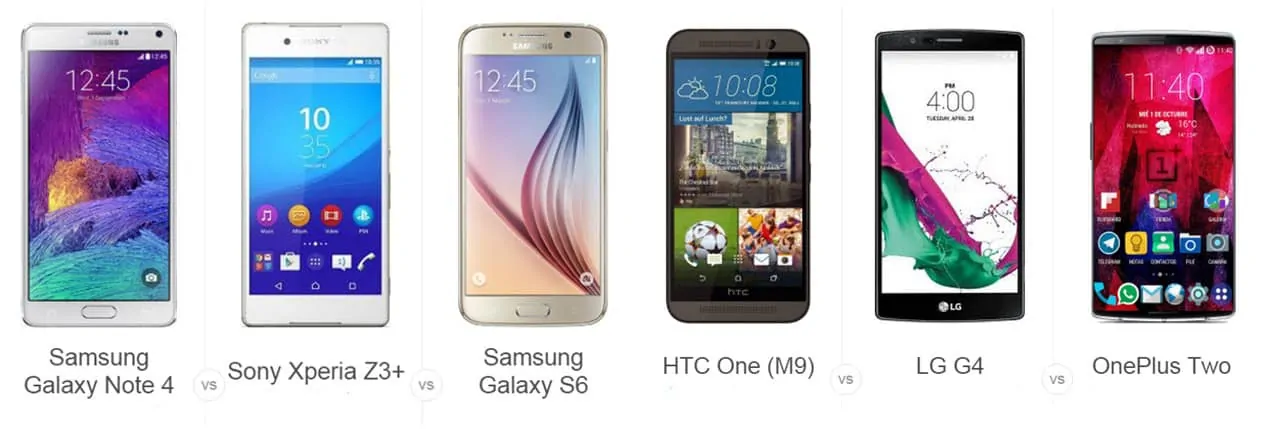 Featured image for Phone Comparisons: Galaxy Note 4 vs Xperia Z3+ vs Galaxy S6/S6 Edge vs One M9 vs LG G4 vs OnePlus 2