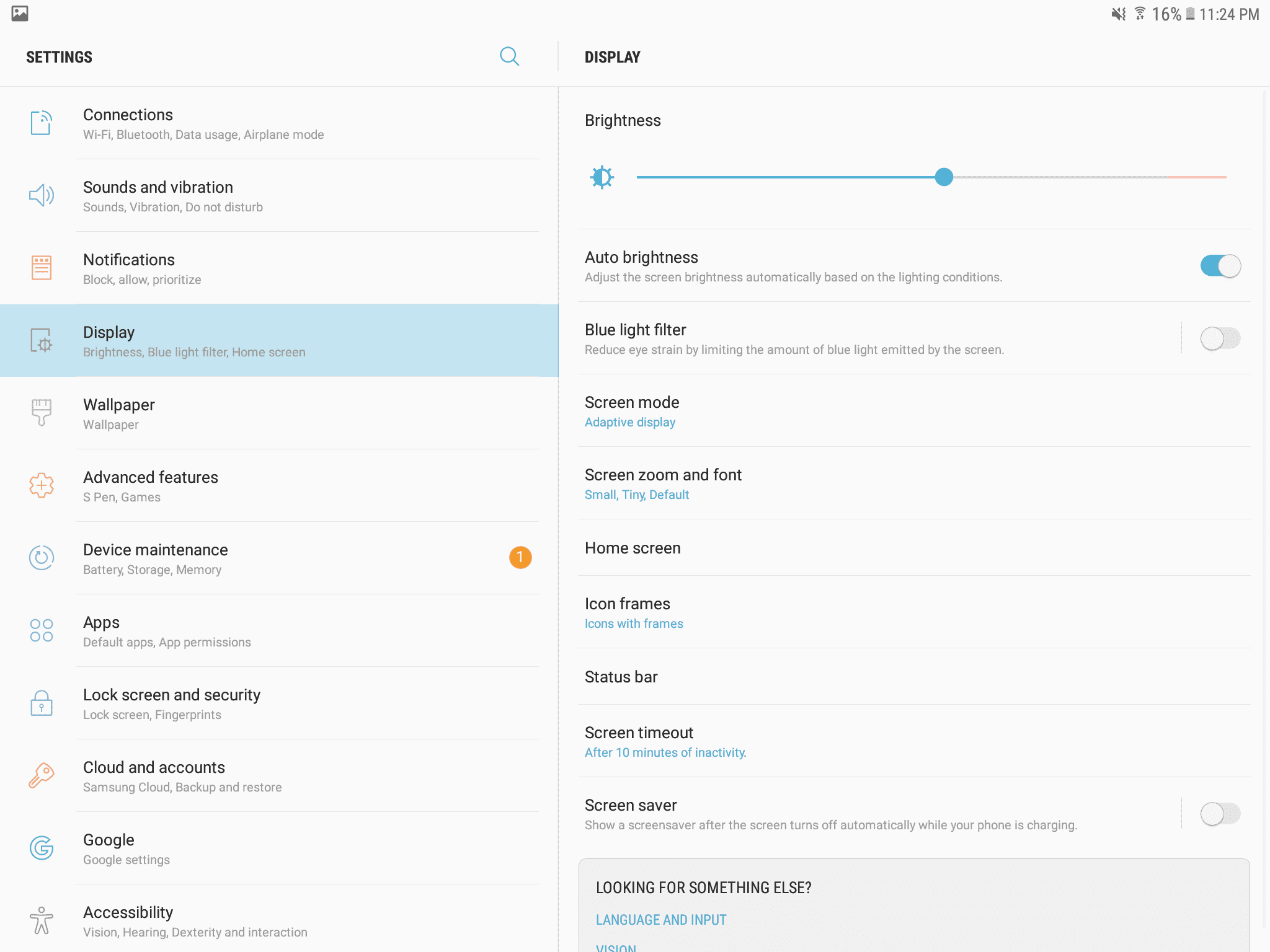 Samsung Galaxy Tab S3 AH NS screenshots display settings 1