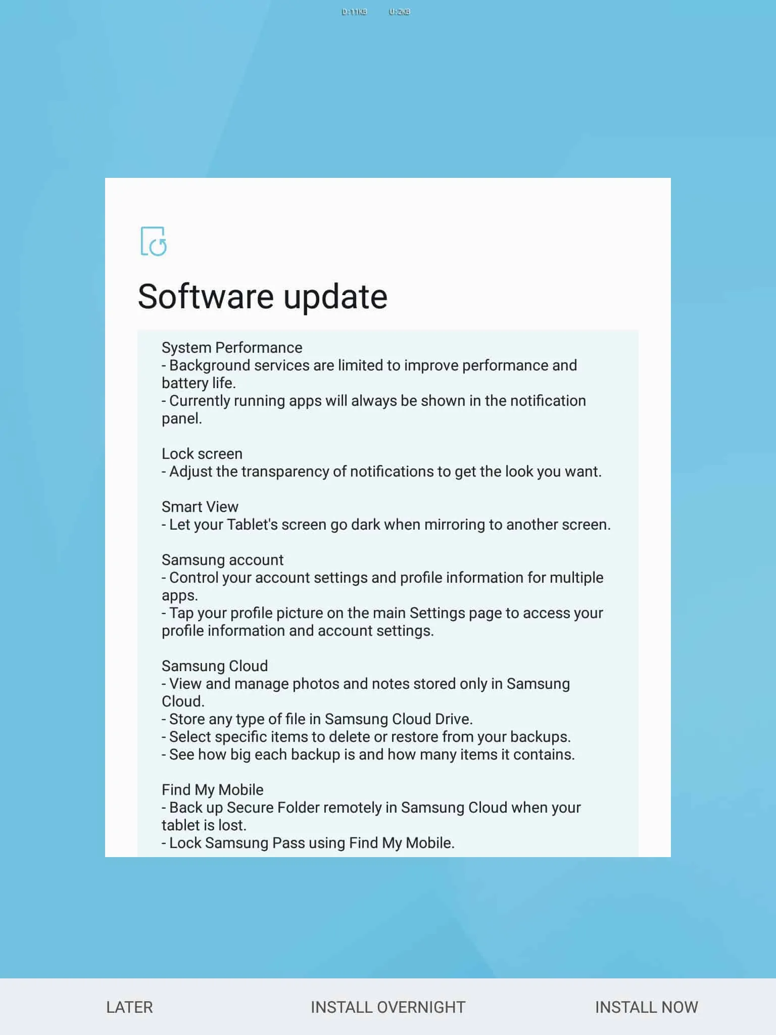 Samsung Galaxy Tab S3 US Oreo Update 1