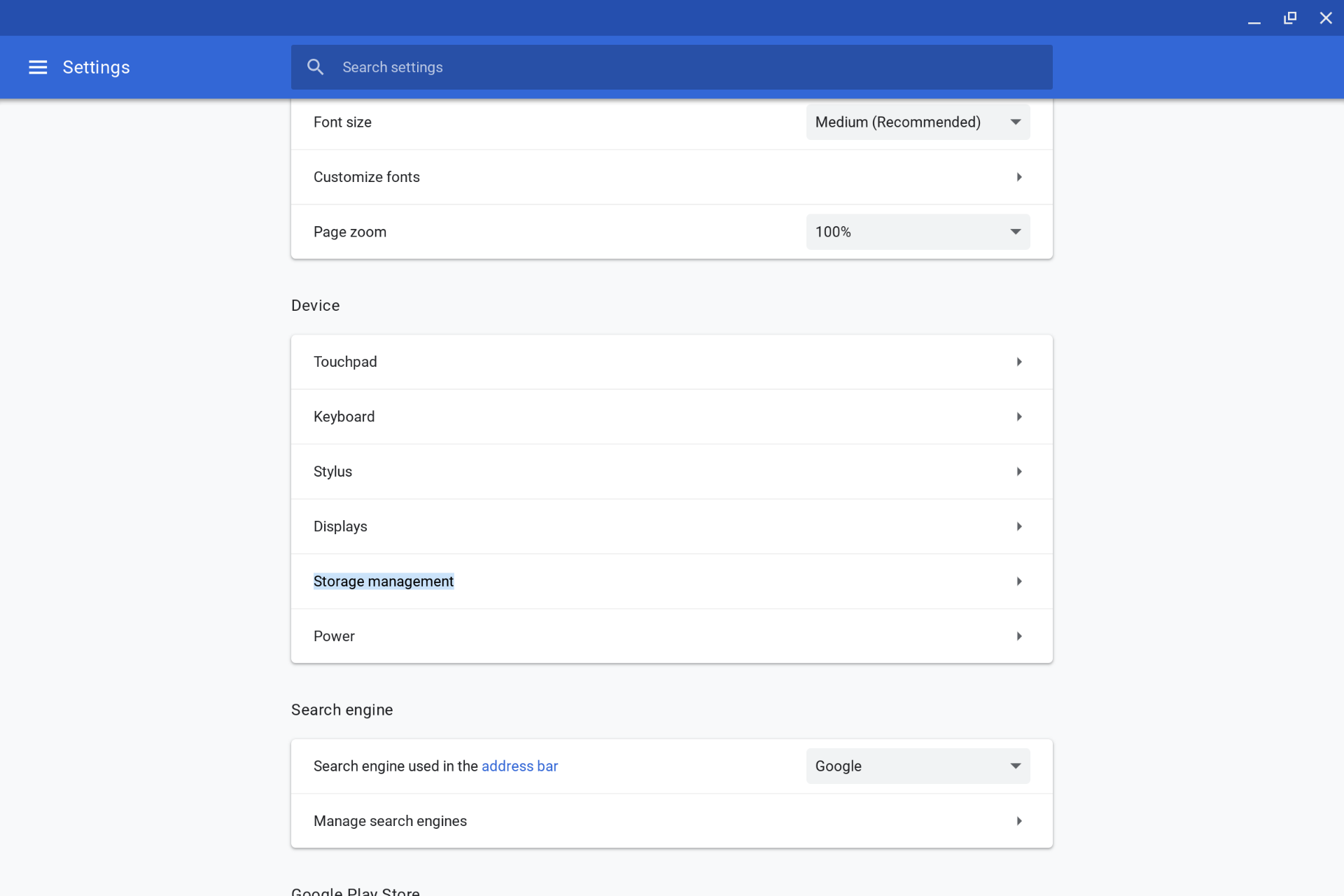 Storage Management in settings 01