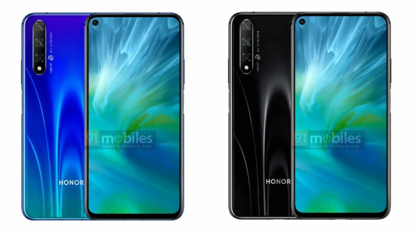 Featured image for HONOR 20S Leaks In Two Color Variants With A Display Camera Hole