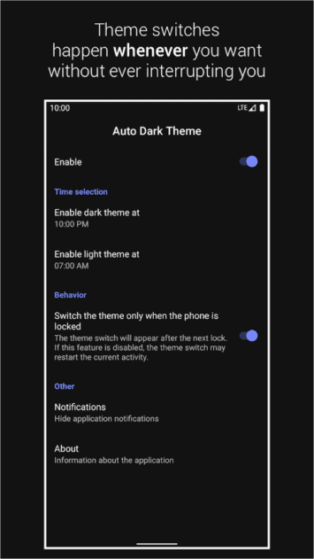 Automatic Dark Theme for Android 10 app image 2
