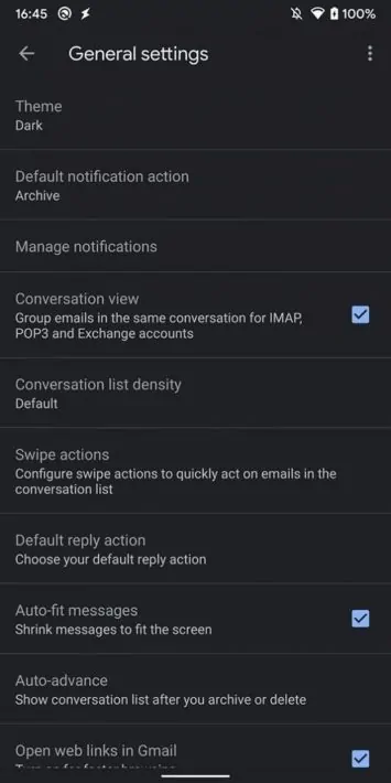 Gmail Android 10 dark theme XDA image 2