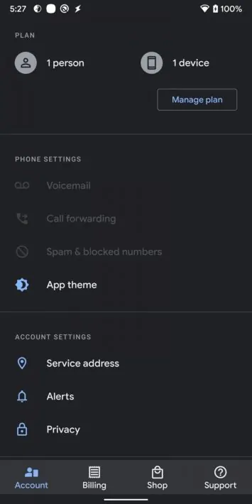 Google Fi Dark Theme 1