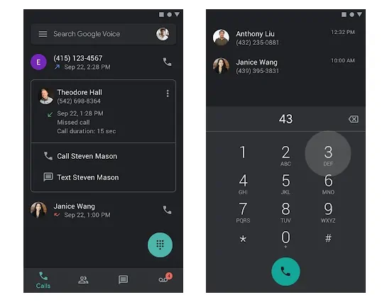 Google Voice Dark Mode