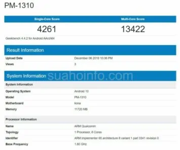 Alleged Xperia 3 Geekbench