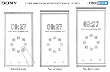 sony xperia smartphone pop up pop down