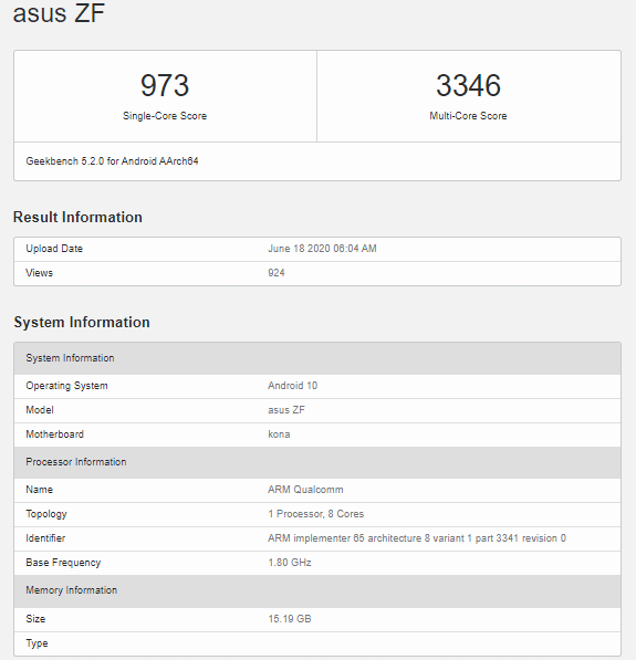 ASUS ZenFone 7 Geekbench