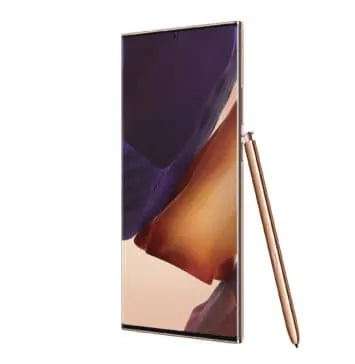 Galaxy Note20 Ultra Mystic Bronze Front Right with S Pen