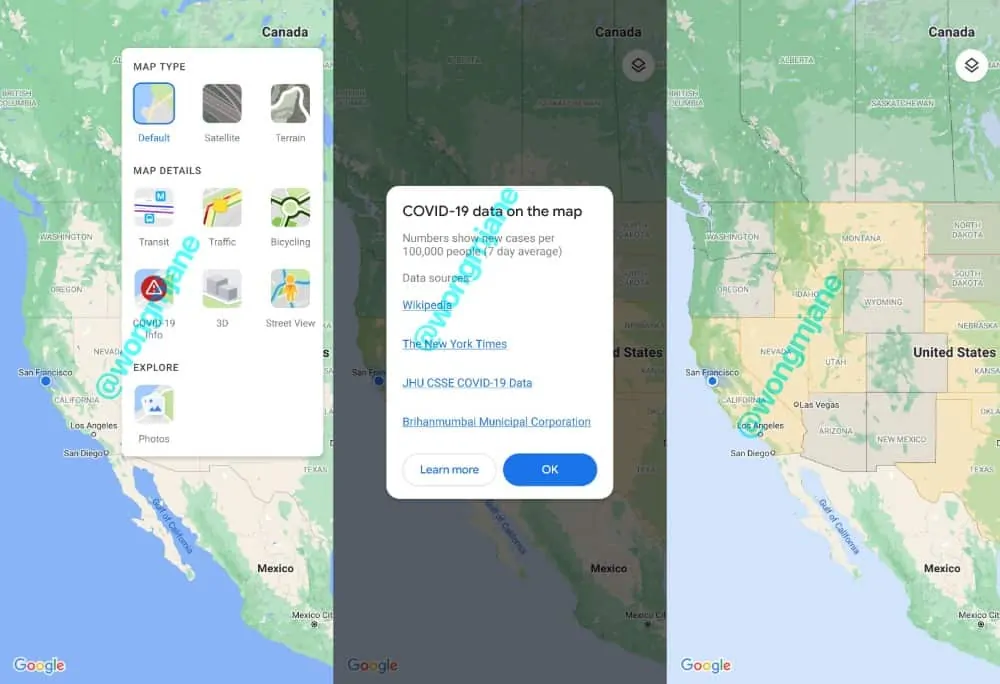 google maps covid 19 layer feature