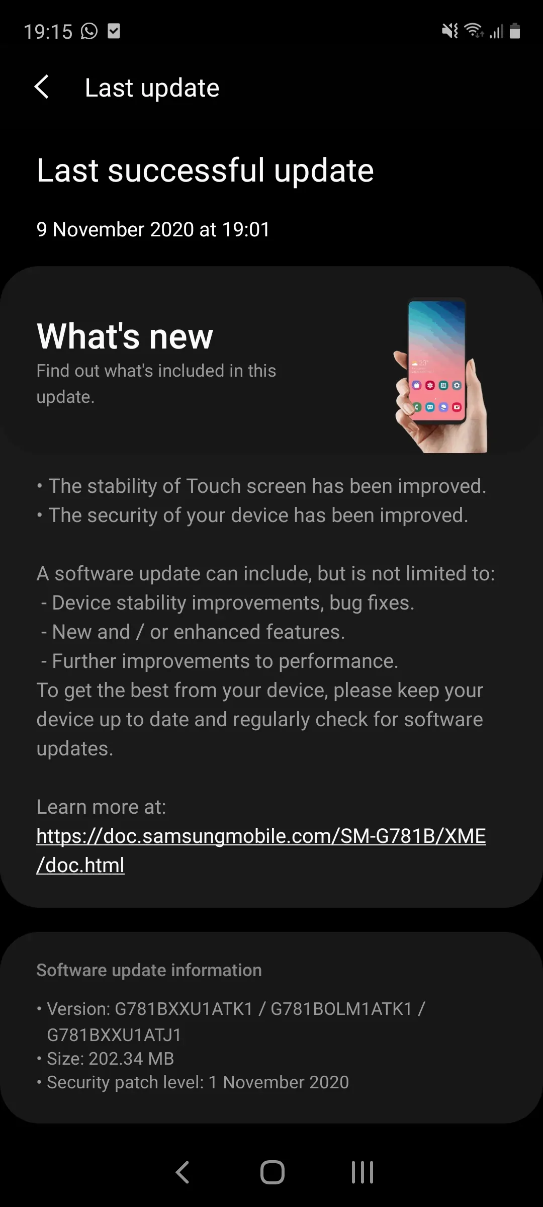 Galaxy S20 FE November update touchscreen issues