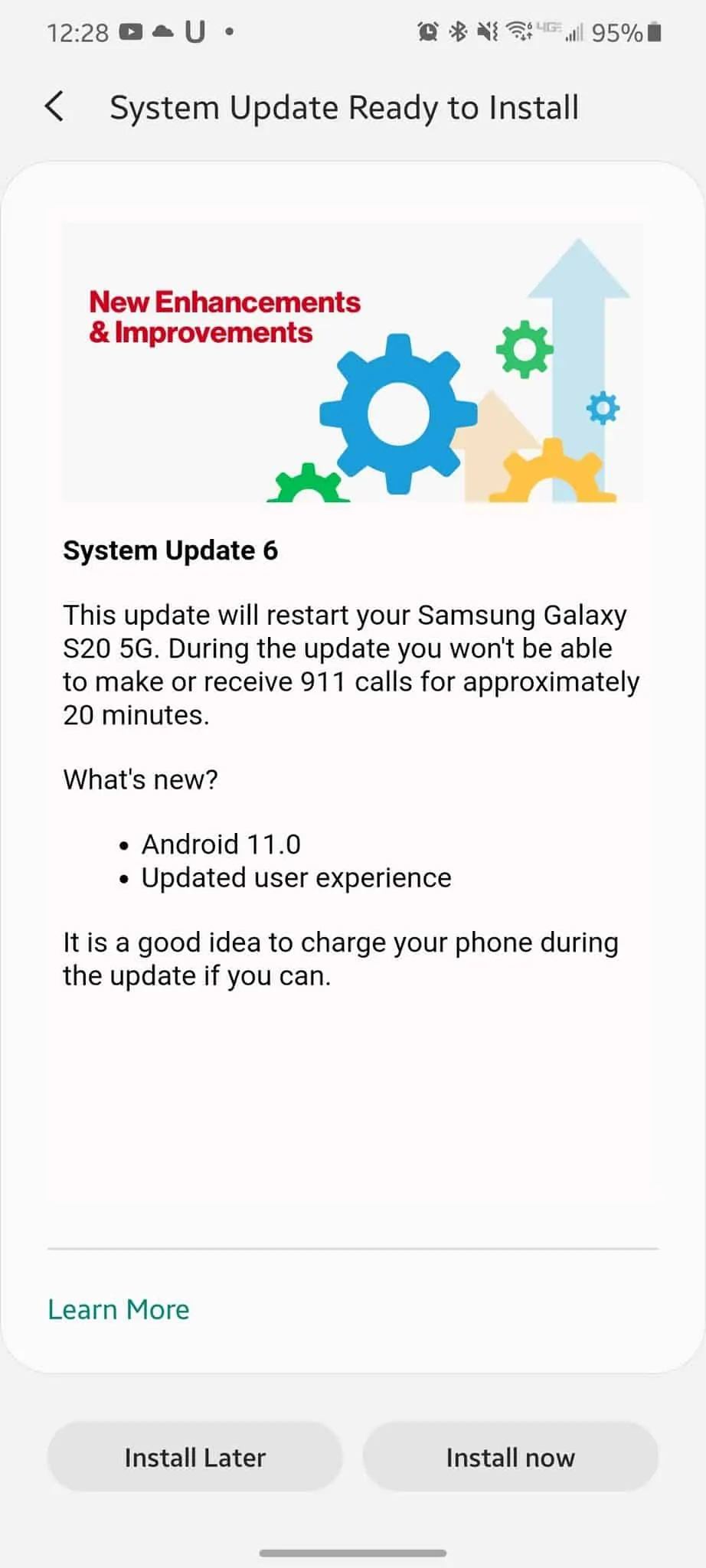 Android 11 Galaxy S20 Verizon update