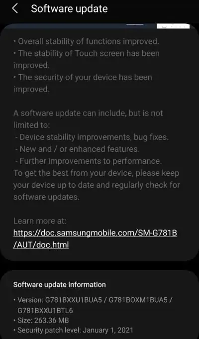 galaxy s20 fe touchscreen issue update