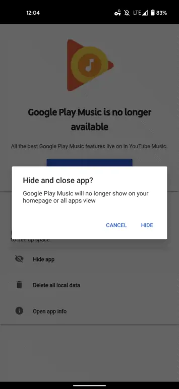 hide Google Play Music 2