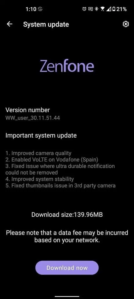 ASUS ZenFone 8 second update
