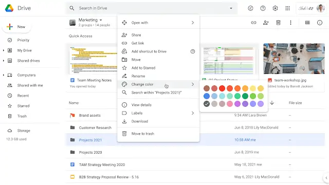 Google Shared Drive Folders Customize