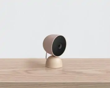 Nest cam Wired Sand with maple wood base 5x4 1