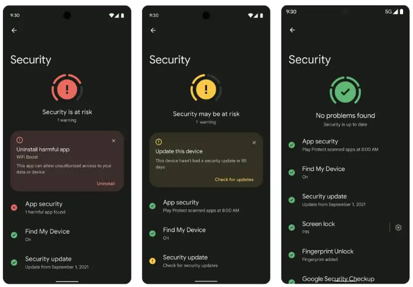 Android 12 Security Hub