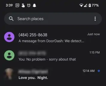 Google Messages unread chats notification dot 1