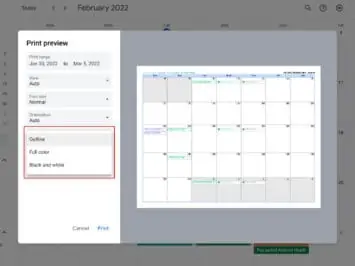 02 5 how to print Google Calendar DG AH 2022