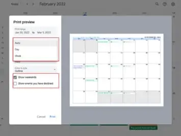 02 7 how to print Google Calendar DG AH 2022