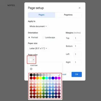 01 3 how to change background color Google Docs DG AH 2022