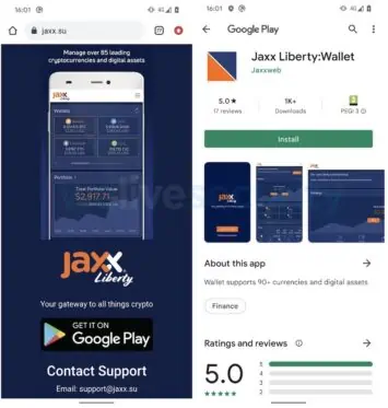 Fake Jaxx Liberty Wallet App