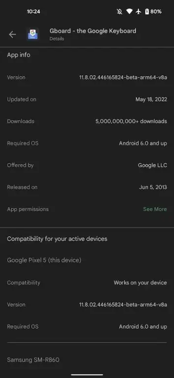 Play Store Compatibility Info