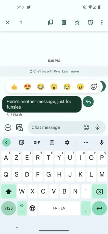 Google Messages emoji reactions 1