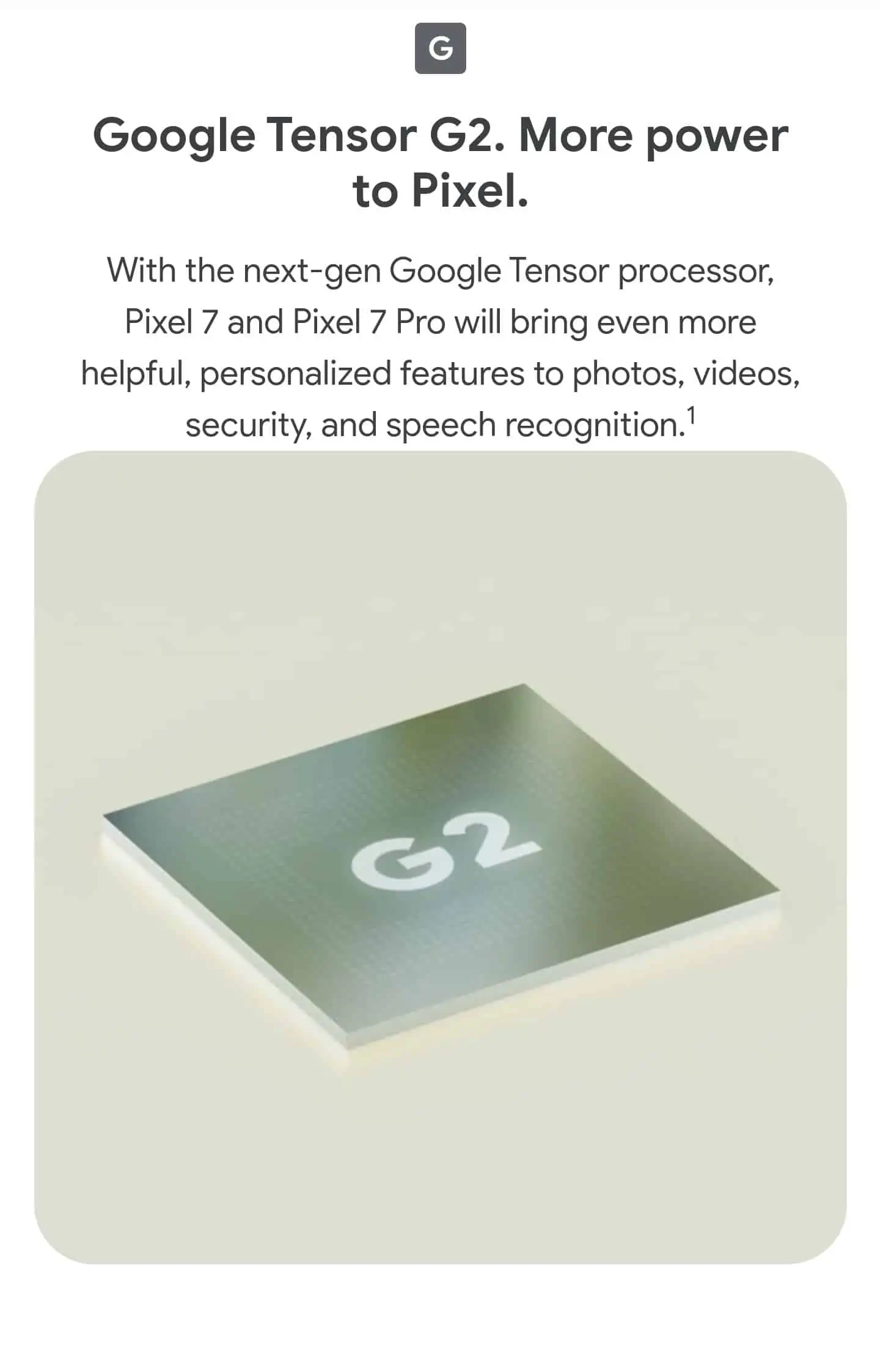 Google Tensor G2 name confirmation