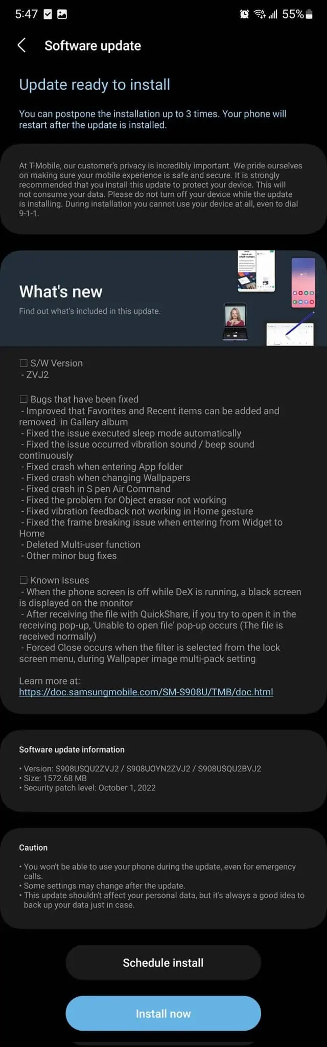 Samsung Galaxy S22 Android 13 beta 4