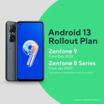 ASUS ZenFone Android 13 rollout schedule