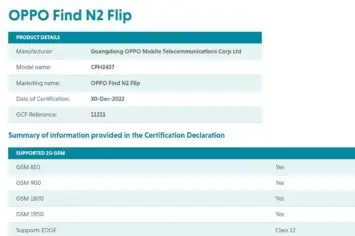 OPPO Find N2 Flip GCF certification