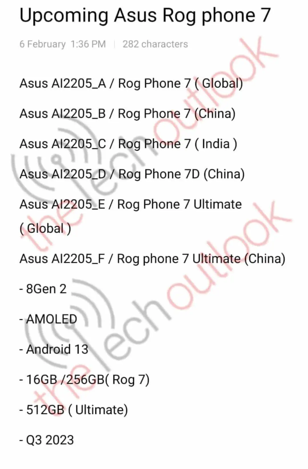 ASUS ROG Phone 7 Specs Launch Rumor