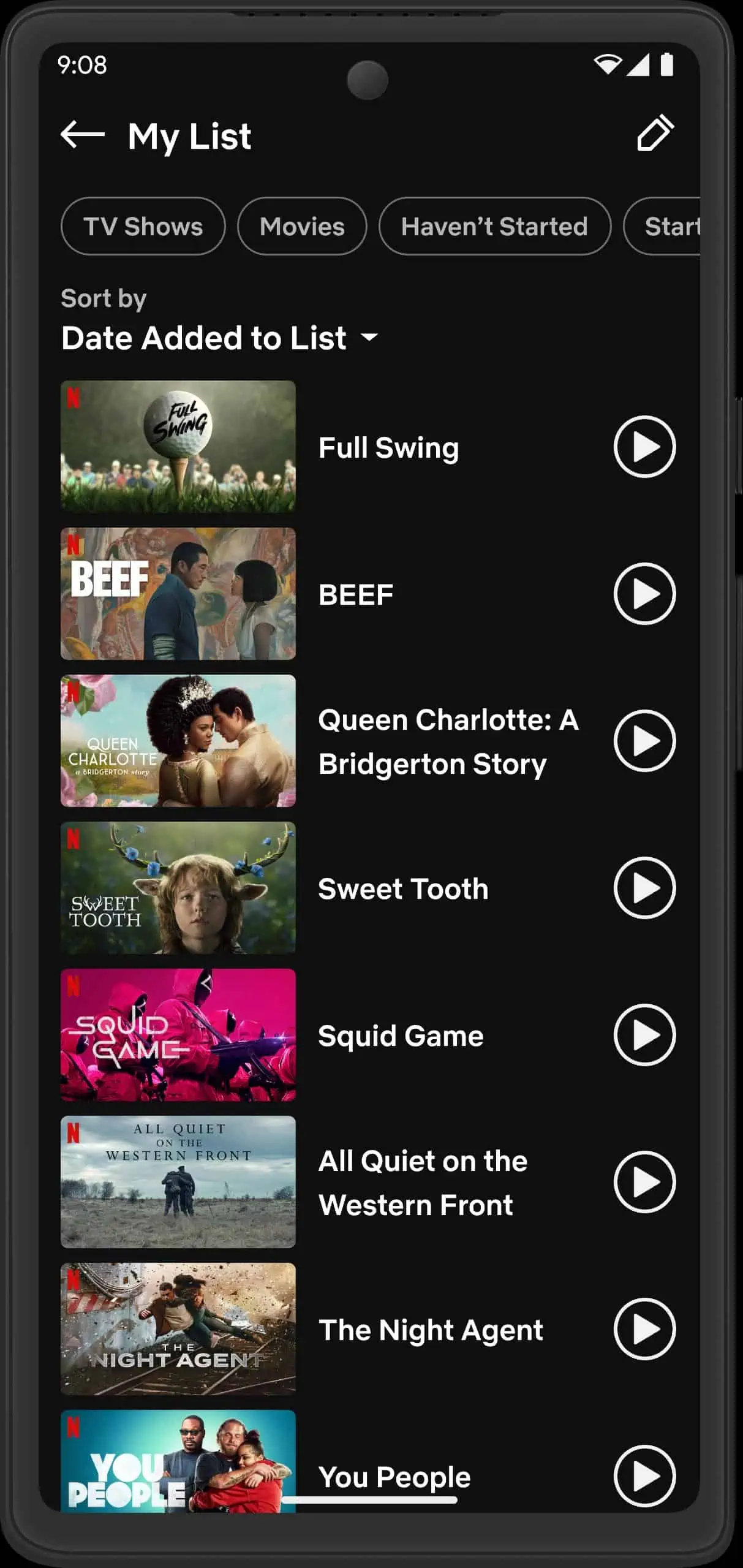 Netflix My List filters