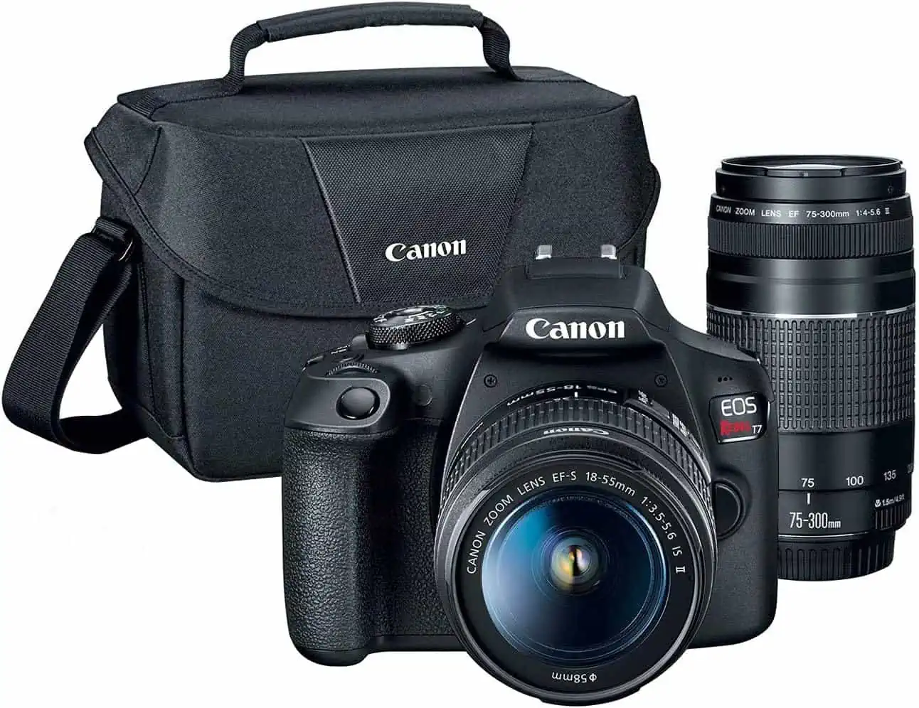 Canon EOS Rebel T7 DSLR with 18-55mm and 75-300mm lenses