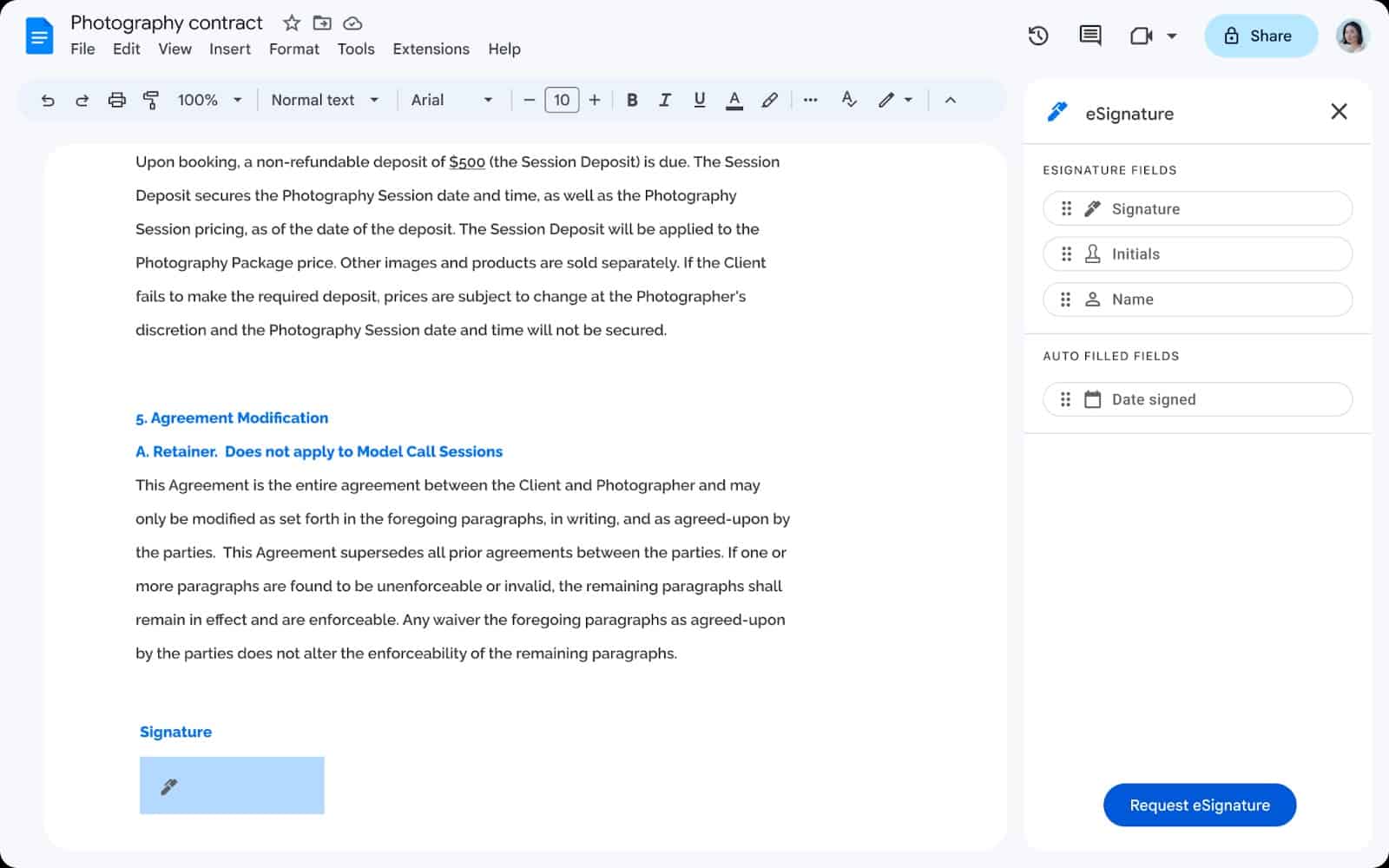 Google Docs eSignatures beta