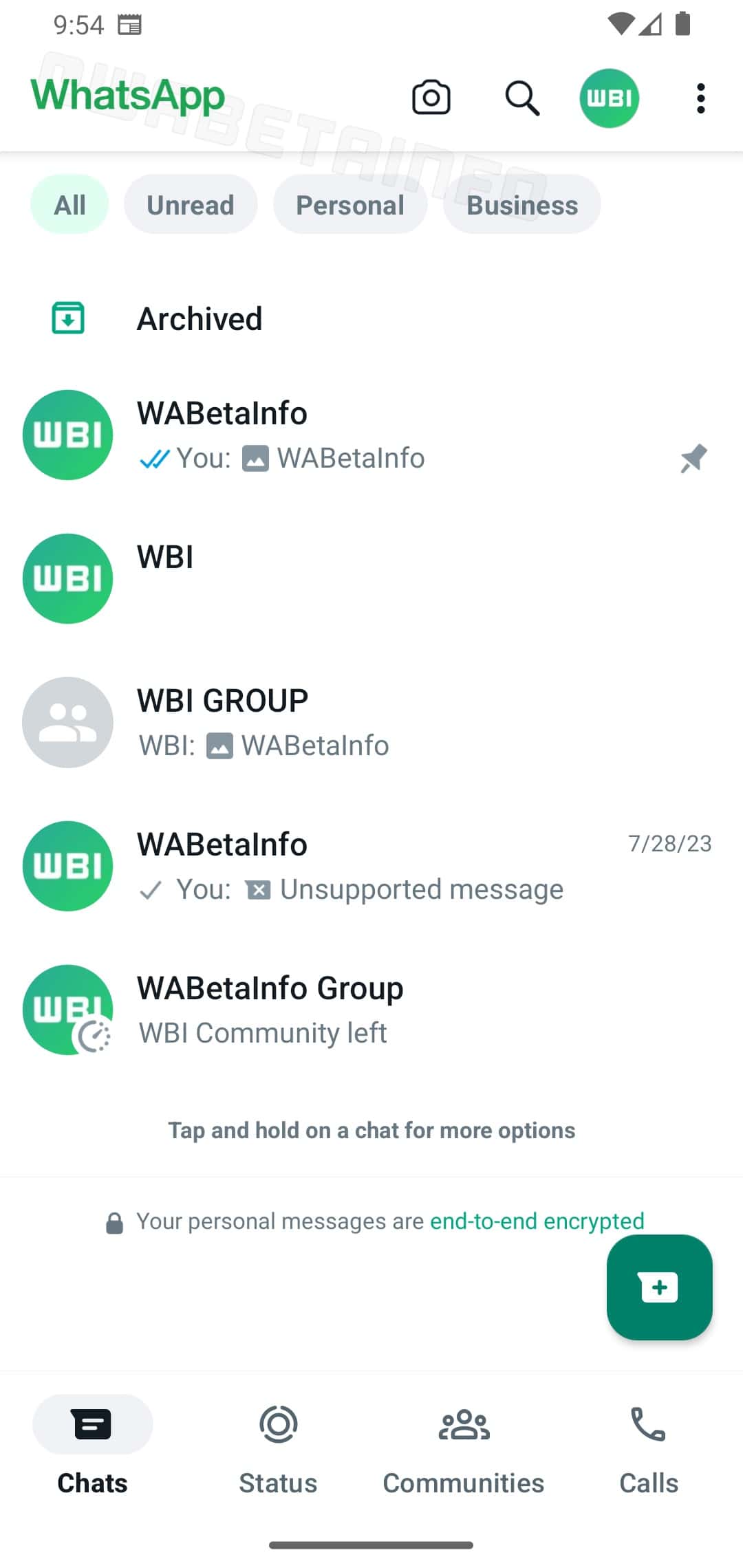 WhatsApp interface redesign screenshot