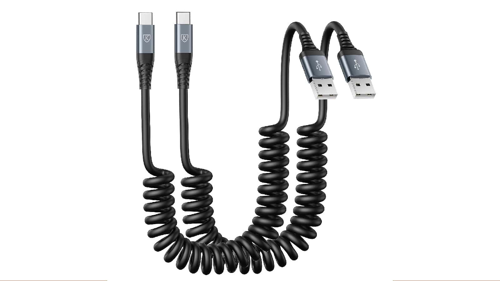 Coiled USB A to Type C Charger Cords