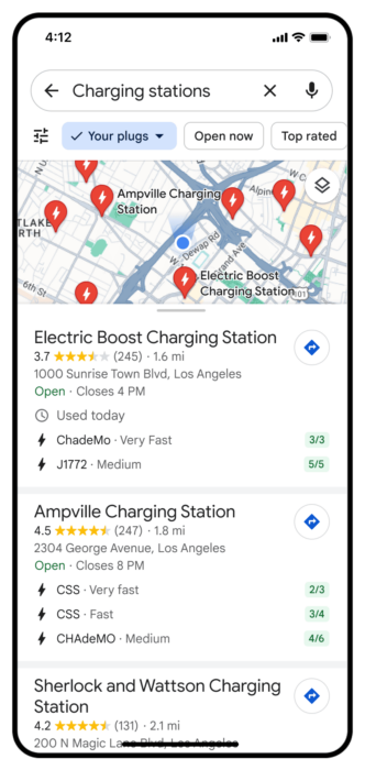 EV Charging Updates Google Maps