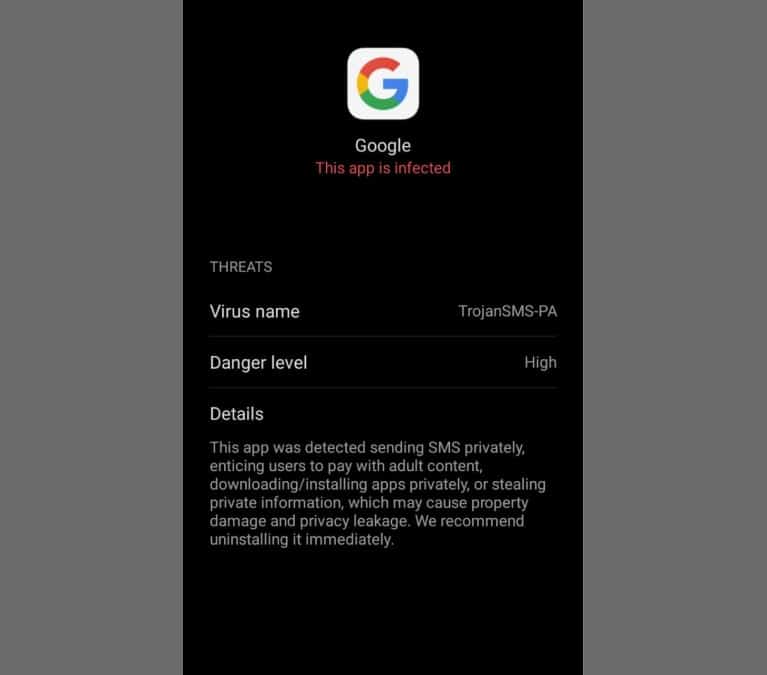 Huawei smartphones Google app virus bug