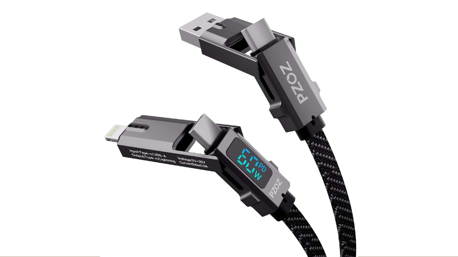 pzoz 60W 4 in 1 USB C Fast Charging Cable