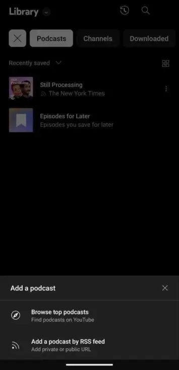 YouTube Music podcasts RSS feed 2