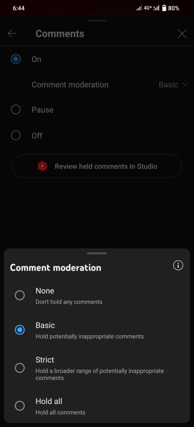 YouTube new comment moderation tool pause